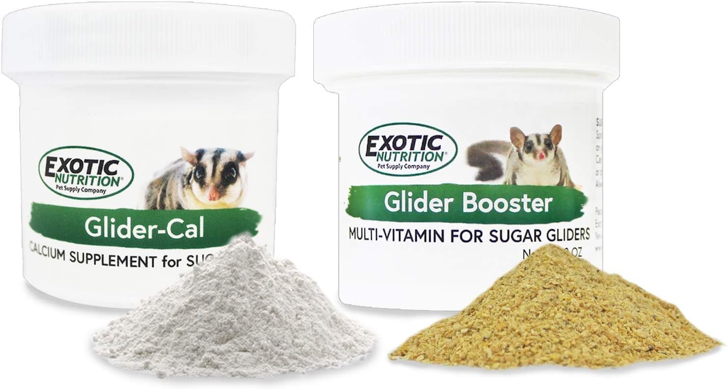 Sugar Glider Vitamin Combo Pack - Powder Multivitamin & Powder Calcium Supplement for Pet Sugar Gliders