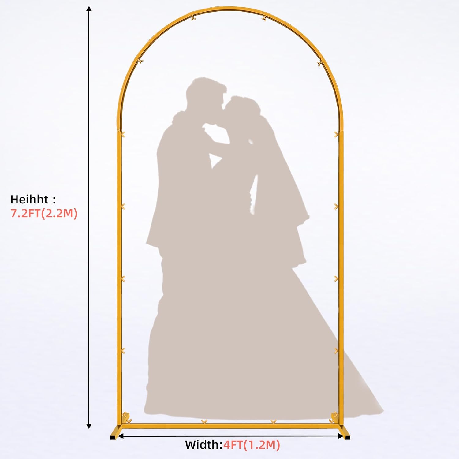 Gold Metal Arch Backdrop Stand, 7.2FT Wedding Arch Stand for Birthday Party Bridal Baby Shower Graduation Ceremony Photo Booth Garden Floral Balloon Arches Decoration
