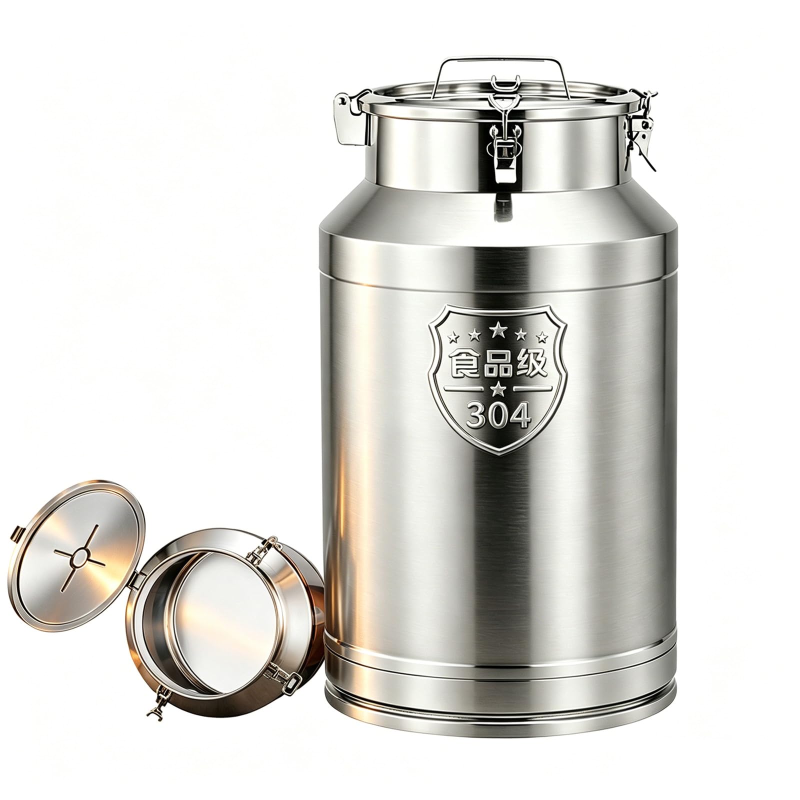 Zihpil SUS304 Airtight Metal Food Storage Canister with Adjustable Tension Lock(20L/5.3gal)