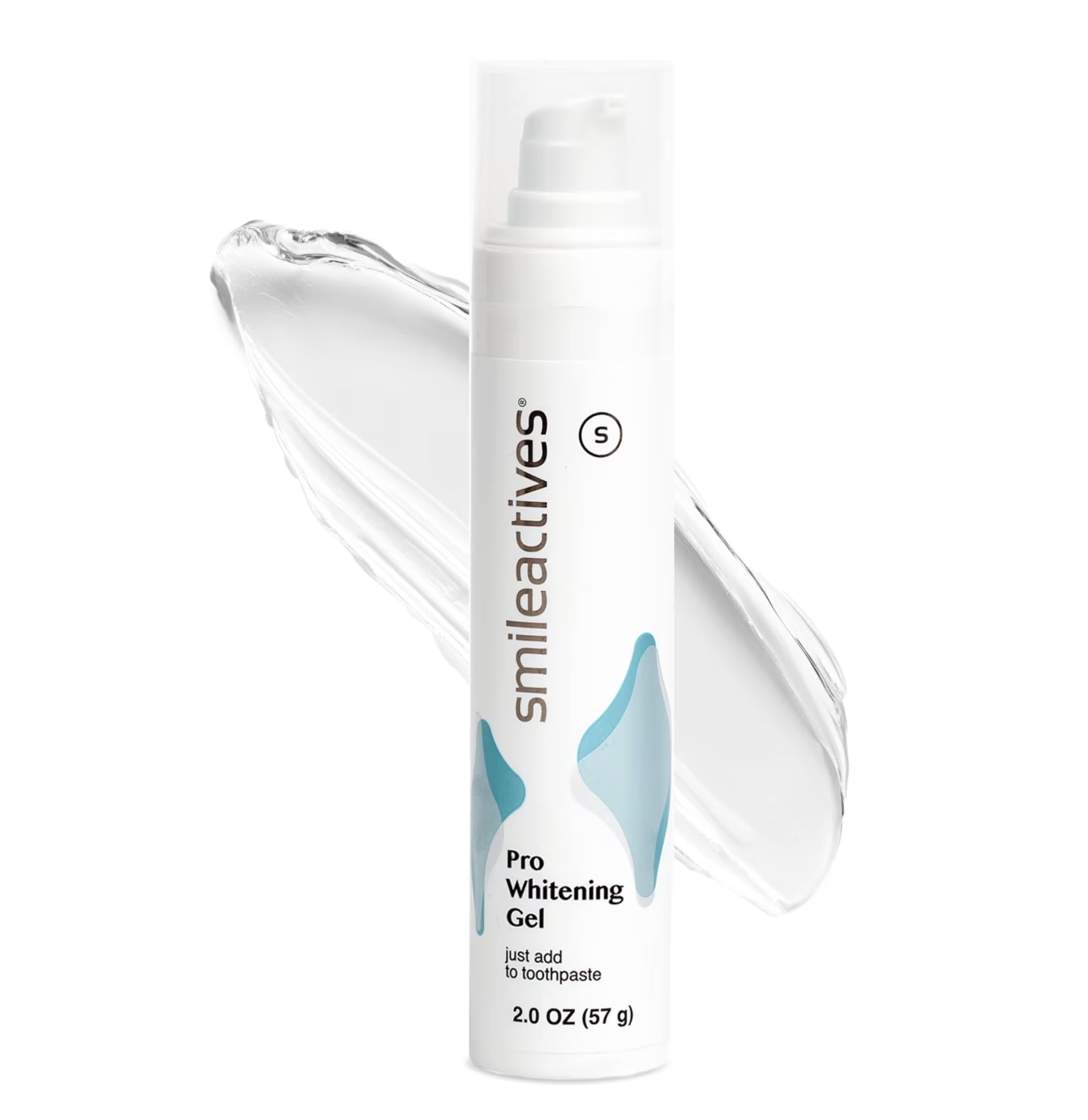 Smileactives Whitening Gel for Your Toothpaste | 2oz Bottle - Features Polyclean Technology with Clinical-Grade Hydrogen Peroxide for Long Lasting White Teeth, Remove Coffee Stains