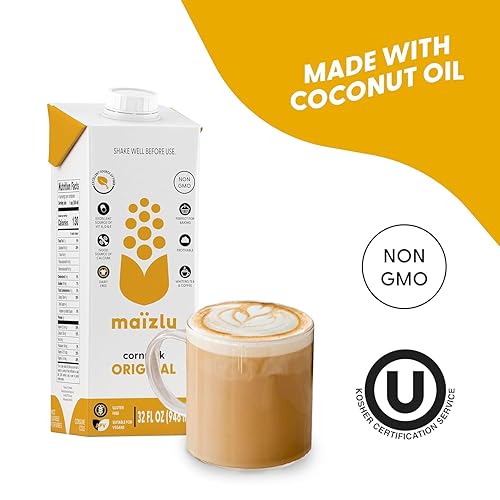 Miniatura 5 de Maizly Leche de maíz original, bebida a base de plantas hecha con ingredientes no transgénicos, menos azúcar, gluten y alternativa sin lácteos a la