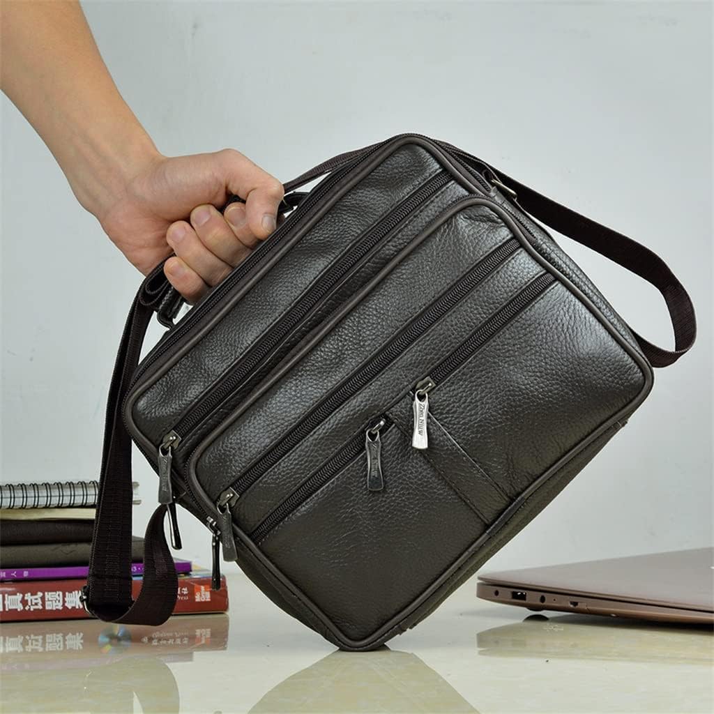 Men's Genuine Leather Messenger Coffee Middle Size Handbags Tote Men Briefcase
