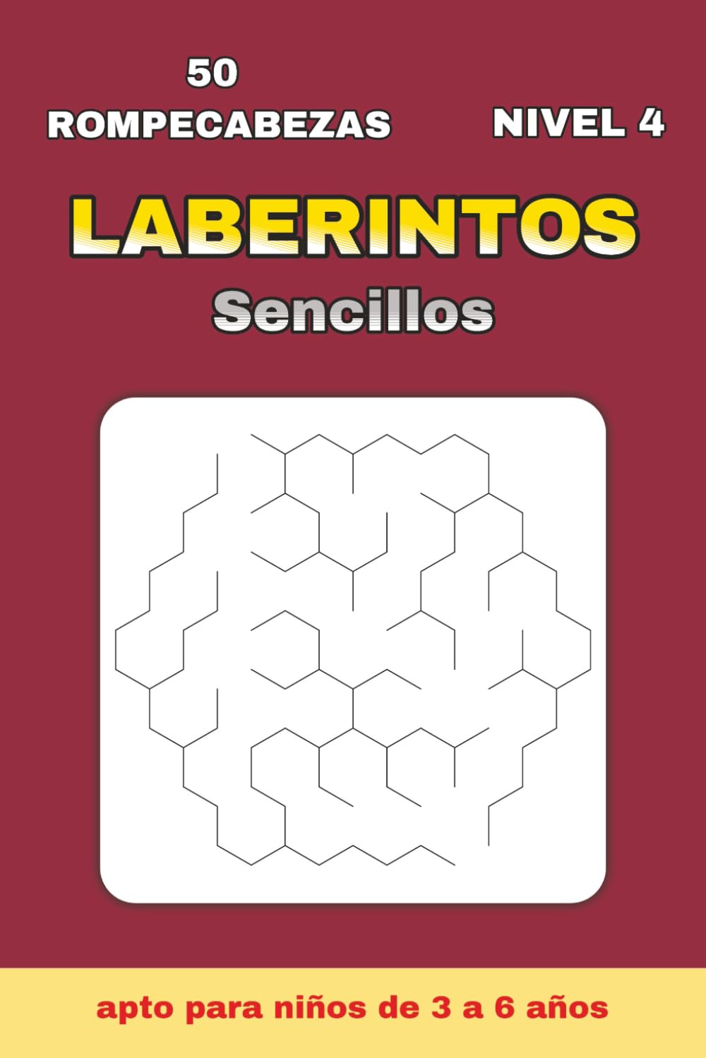 Laberintos Simples Nivel 4 para Niños 3-6 Años: 50 Laberintos Hexagonales Difíciles + 50 Soluciones | Libro 6×9 Pulgadas | Ideal para Regalos en ... Laberintos Simples para niños de 3 a 6 años)