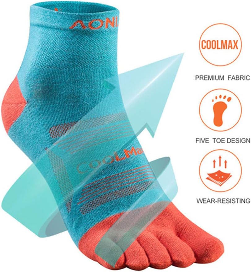 AONIJIE 3 Pair Sports Socks Multicolor Athletic Five Toe Socks for Men Women Running Hiking Basketball
