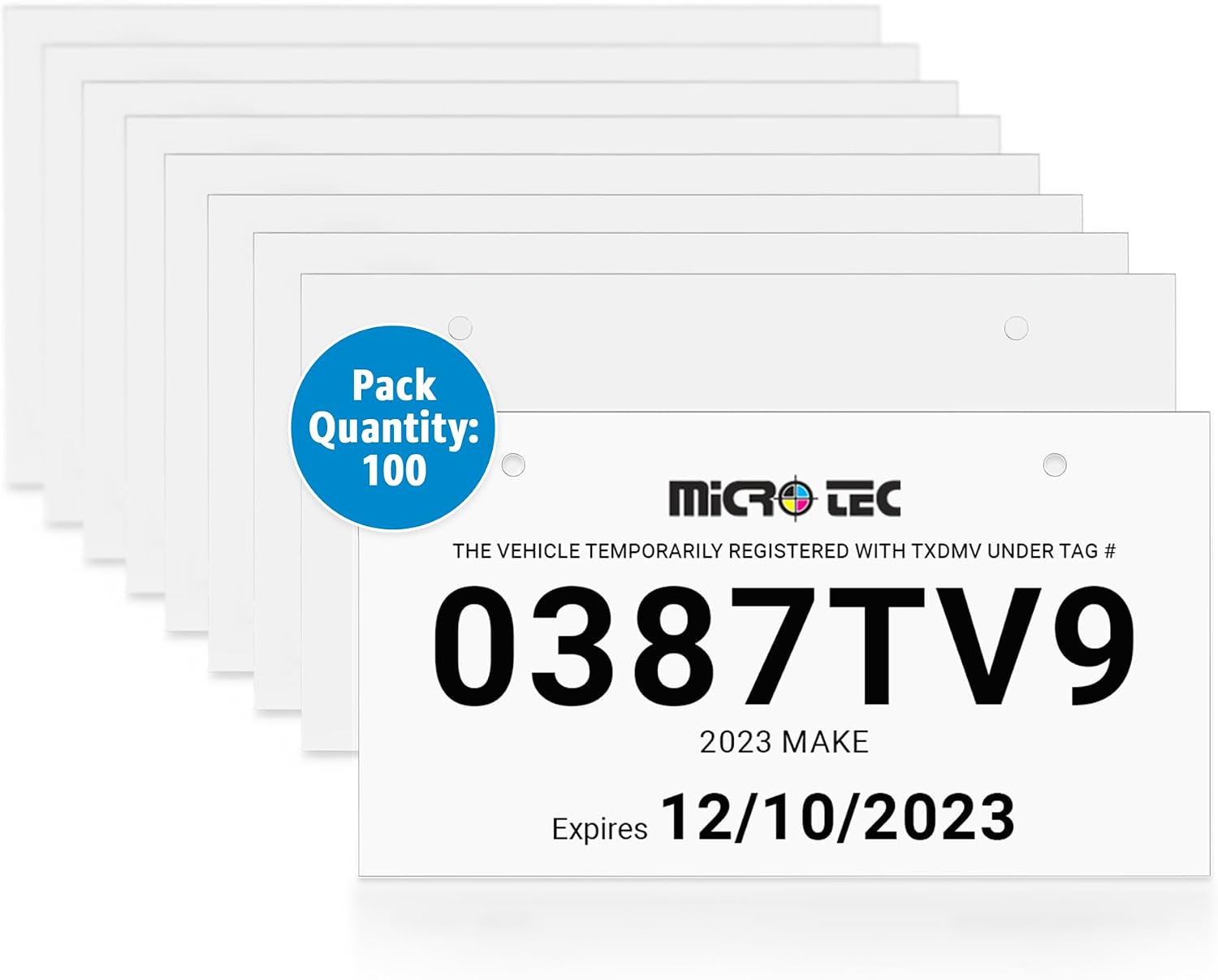 Temporary Paper Tag Example Amazon.com : MICRO TEC Temporary License Plate Tags Blank 10 mil Paper ...