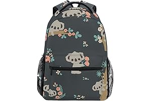 Koala And Flowers Backpack: School, Travel, and Daypack Companion