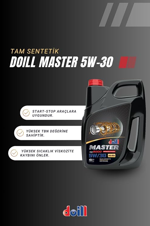 MASTER 5W-30 API SM/CF ACEA A5/B5 4 Litre Tam Sentetik Motor Yağı (Üretim Yılı: 2026)