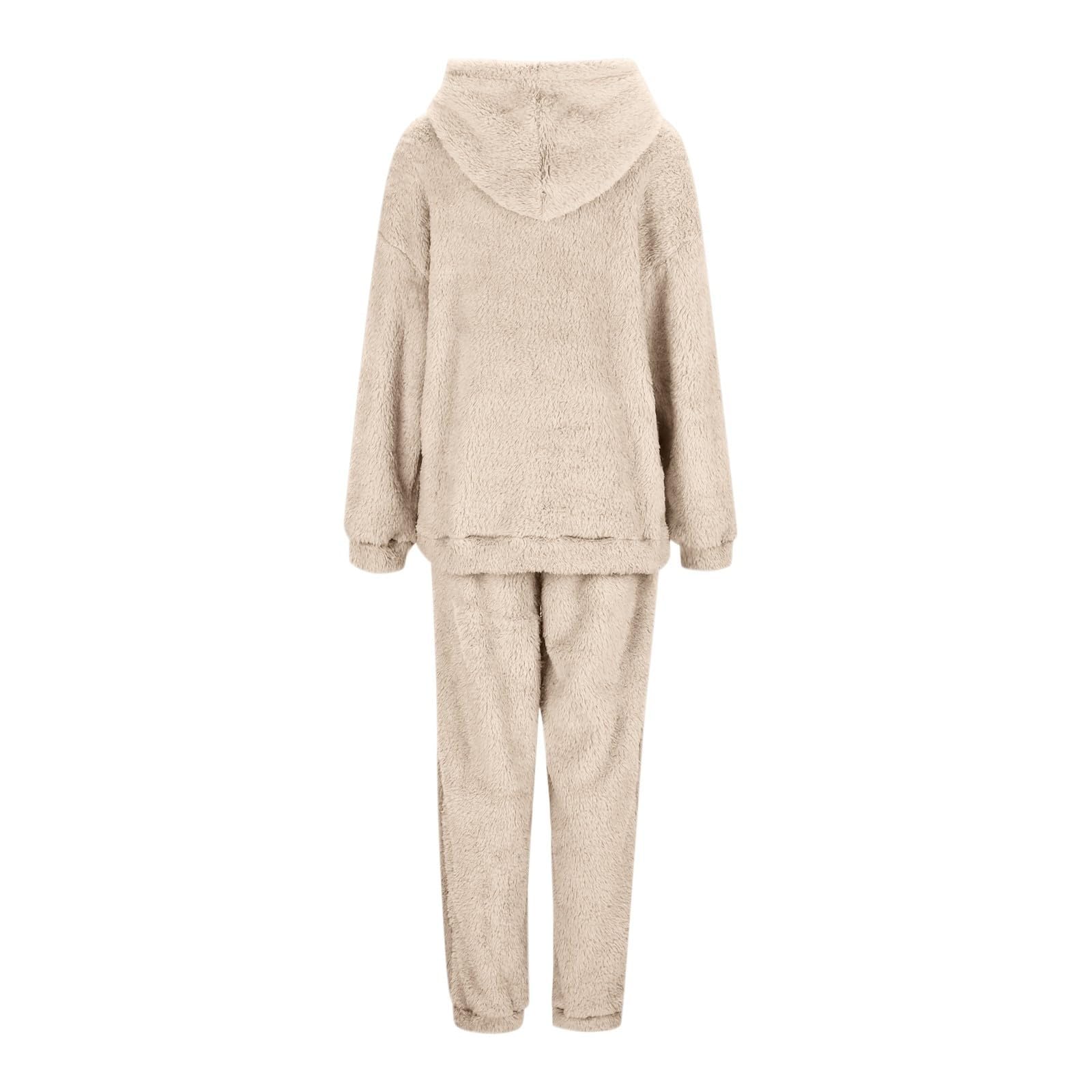 Completo da Donna in Due Pezzi per La Casa, con Cappuccio, Maniche Lunghe, E Pantaloni Casual, Tinta Unita, Autunno Inverno Pigiami Aperti Davanti Invernali Pigiama Estivo Aperto Pajamas