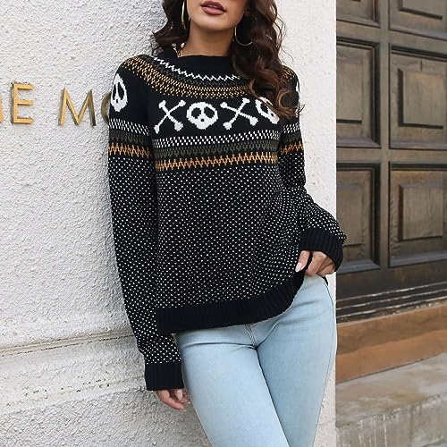Image of JUNBOON Women's Casual Leopard Print Knitted Pullover Sweaters Long Sleeve Crew Neck Jumper Tops