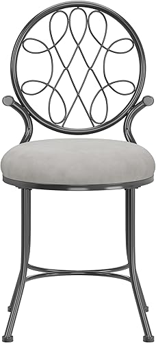 Miniatura 7 de Hillsdale OMalley - Taburete de tocador con diseño de espiral color gris metálico