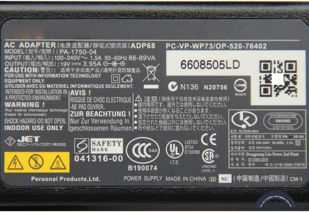 For NEC PA-1750-04 ADP68 PC-VP-WP73 ADP90 PC-VP-WP124 WP111 ADP-75