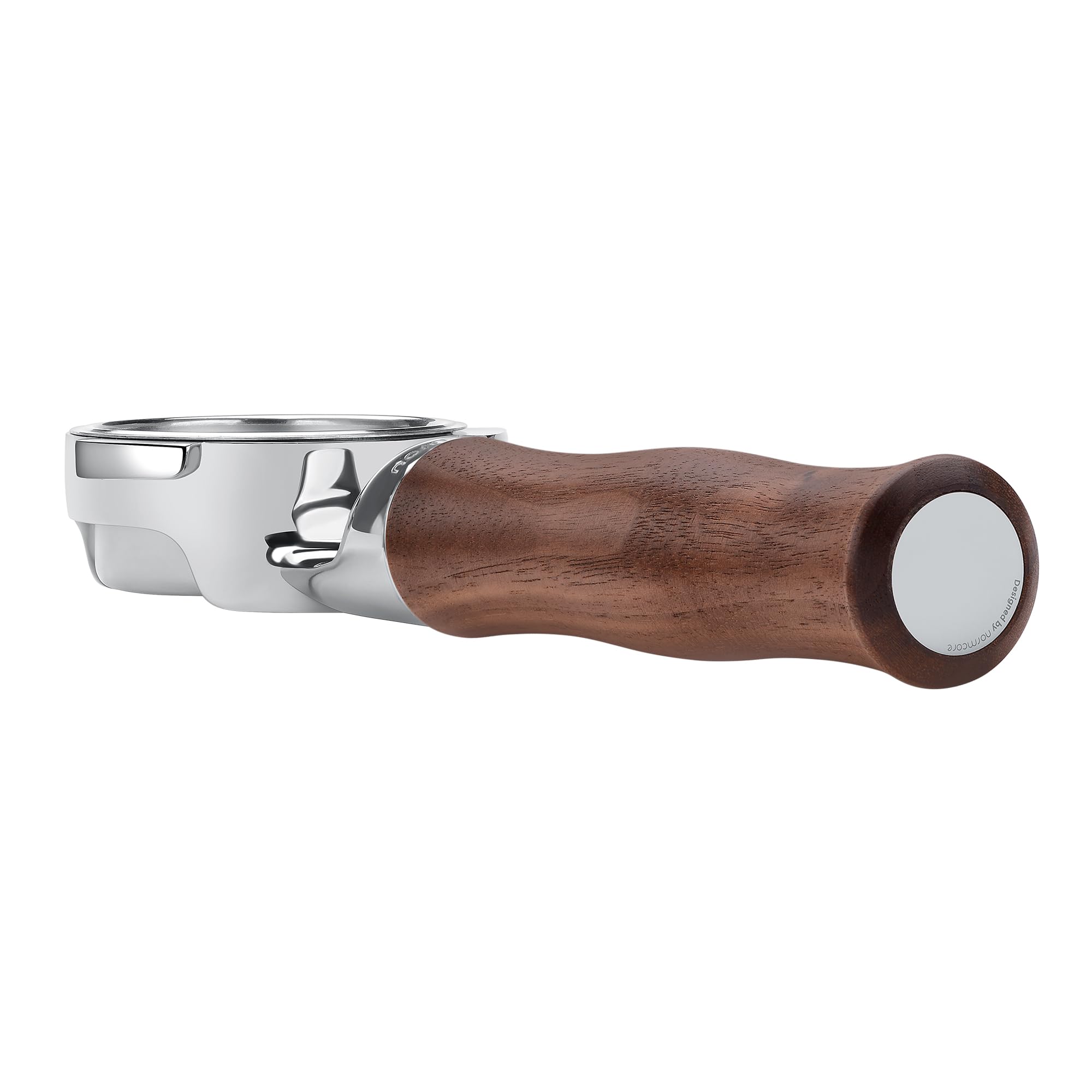Normcore Portafiltro Silm sin fondo de 51 mm con mango de nogal compatible con máquinas DeLonghi Dedica, SMEG EUPA, mango de nogal americano genuino