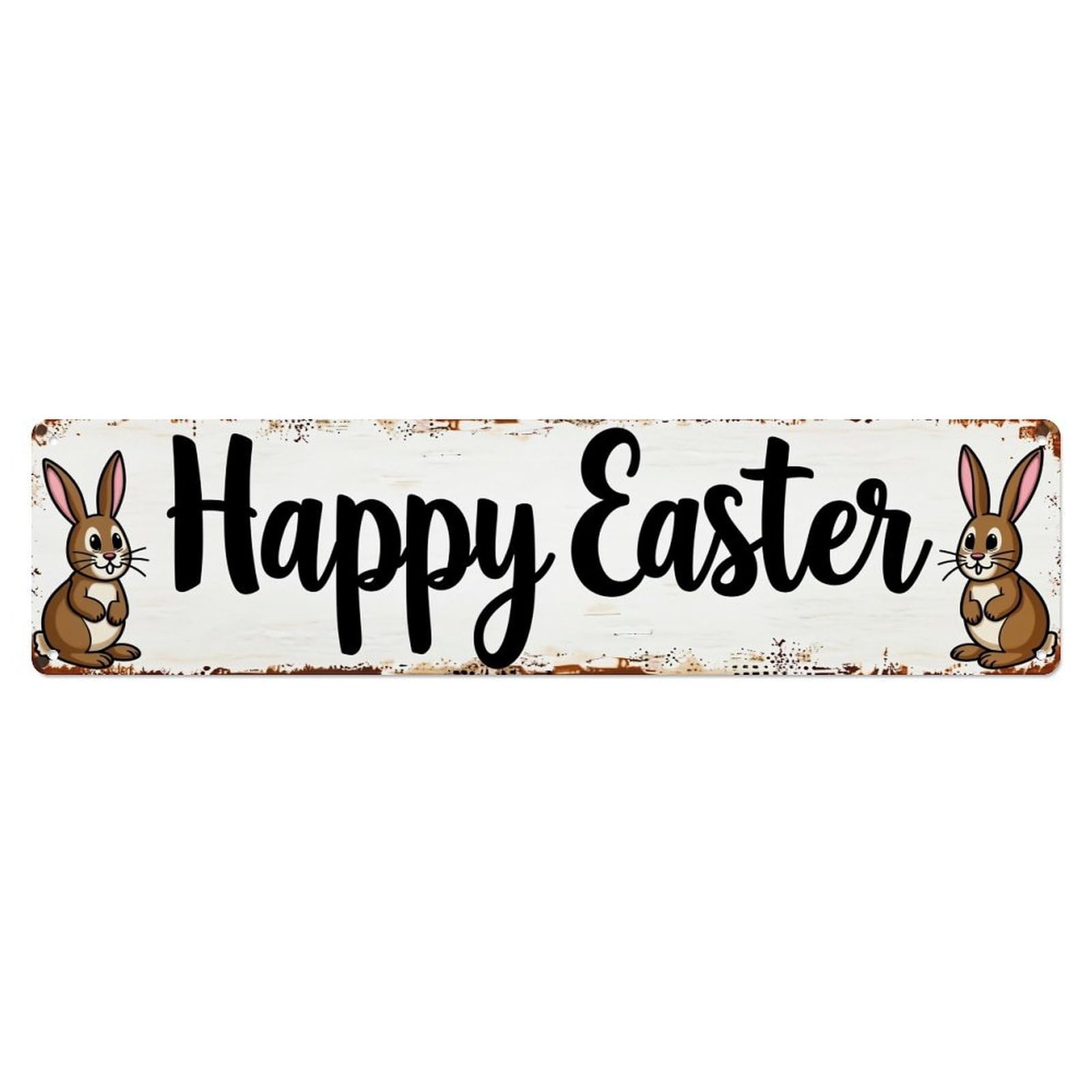 Happy Easter Bunny Pattern Metal Tin Sign Plaque