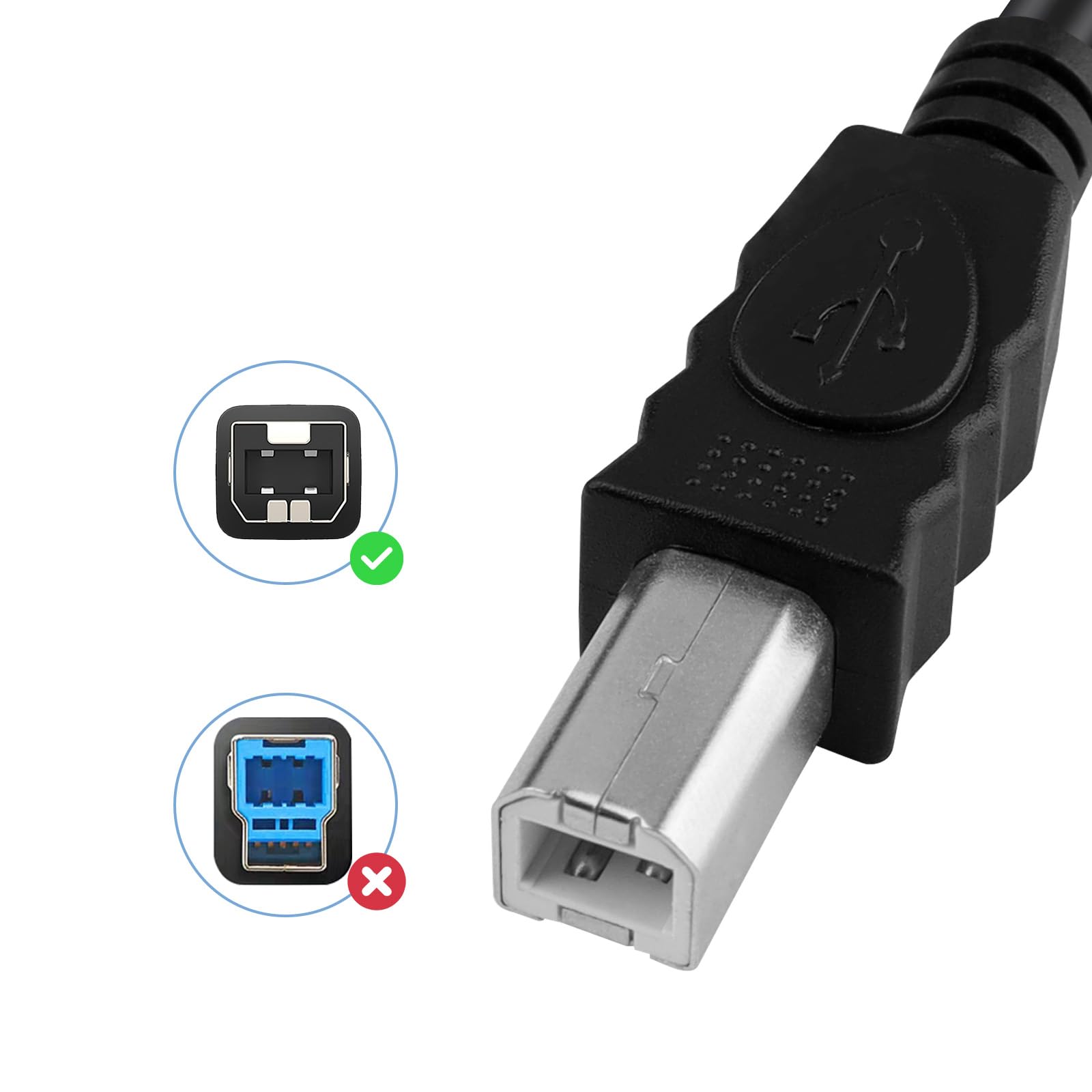 Câble d'imprimante USB, adaptateur USB 2.0 (1,8 m) de type A femelle vers USB B, convertisseur universel pour imprimantes scanners
