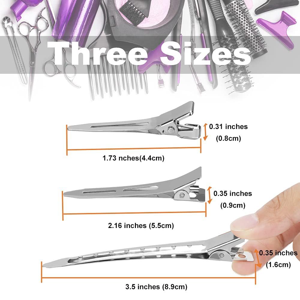 60 fermagli per capelli da donna, 4,4 cm, 5,5 cm, 9 cm, in metallo, per parrucchieri, per saloni e uso domestico, argento