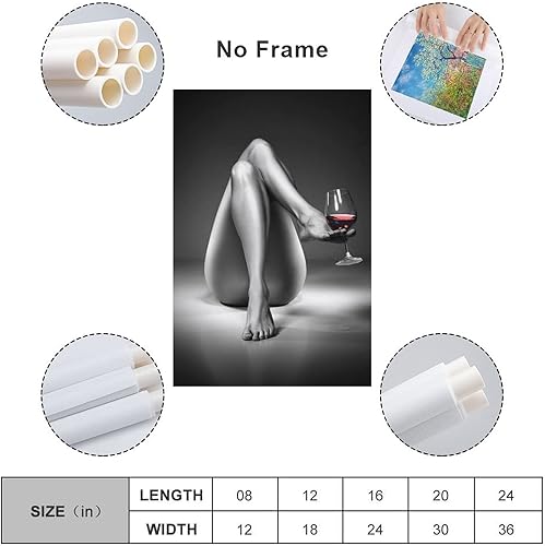 Miniatura 2 de Impresiones en lienzo con diseño de mujer desnuda, pintura de copa de vino en blanco y negro, póster de chica sexy, arte de pared, cuadro moderno,