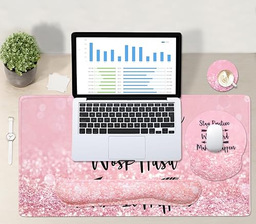 Miniatura 6 de Set de Alfombrilla de Ratón para Juegos 4 en 1 con Soporte de Muñeca, Alfombrilla de Escritorio + Alfombrilla de Ratón con Reposamuñecas + 4 piezas