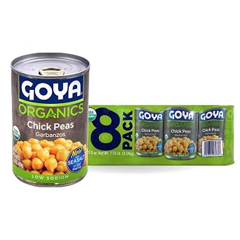 Goya Organic Chick Peas Garbanzo Beans, Low Sodium with Sea Salt, 15.5 Ounce Pack of 8