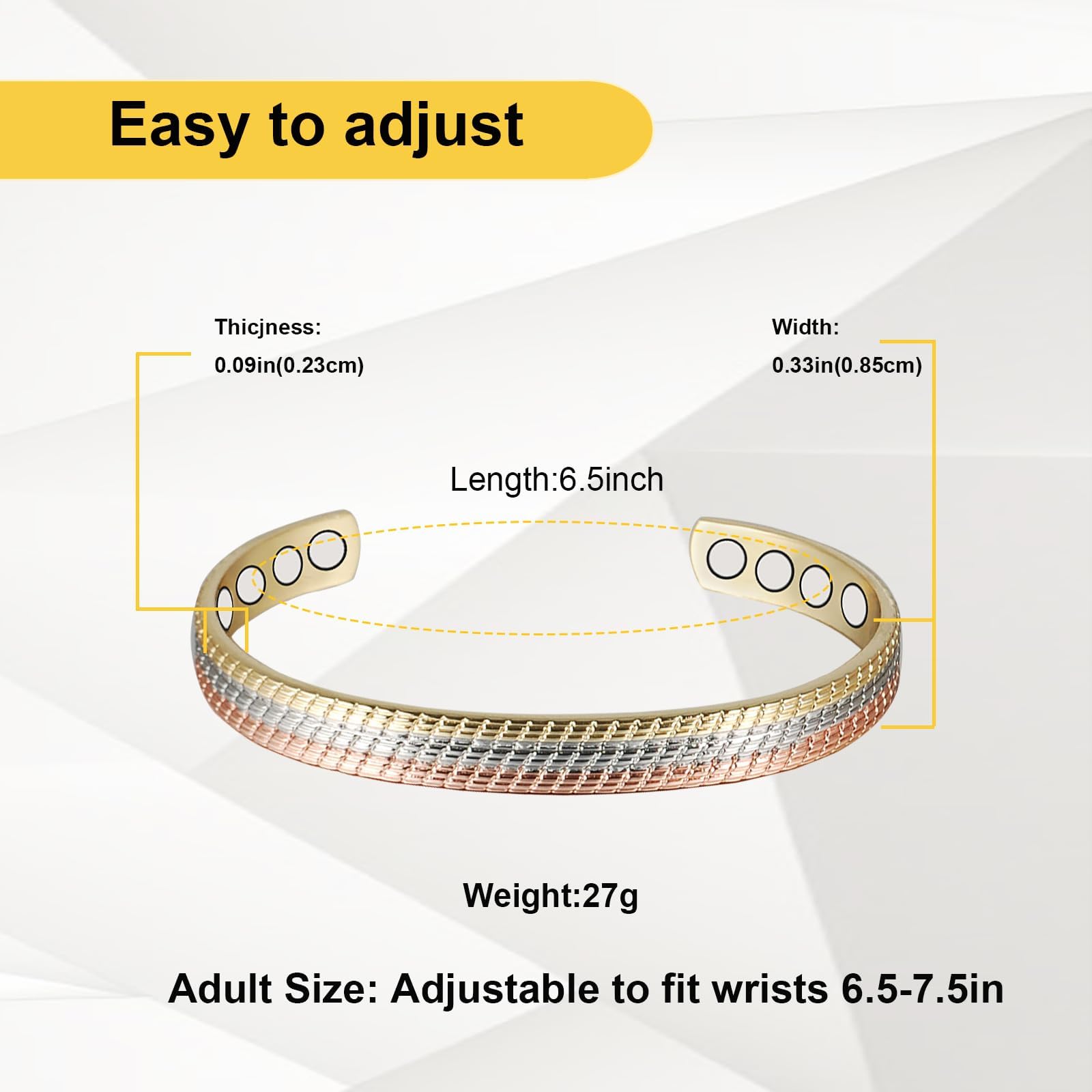 Braccialetto Magnetico EnerCoppeX 3500 Gauss - Rame Puro Con 8 Magnet