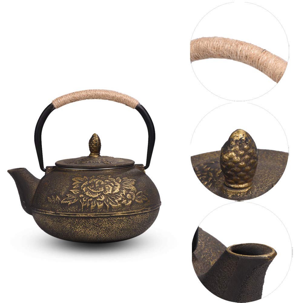 YUUGA Teiera in ghisa in ghisa, 900 ml in Stile Giapponese + teiera con infusore/Filtro Rimovibile
