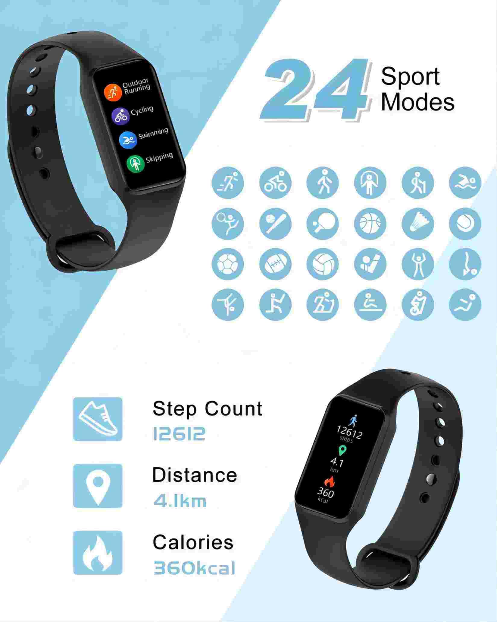 IOWODO Smartwatch Uomo Donna con Ossimetro (SpO2) Monitor Contapassi Frequenza Cardiaca Sonno Pedometro,Smart Watch con Notifica Messaggi(Esiste Un Solo Cinturino Nero)