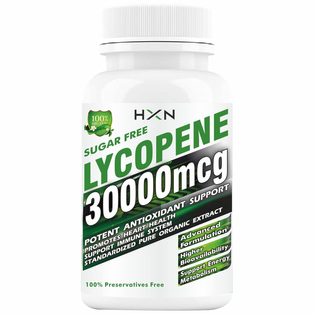 HXN Lycopene 30000 mcg With Grape Seed Extract, Spirulina, Citrus Bioflavonoids, Vitamin C, & Super Foods To Promote Organic Antioxidant Support-60 Tablets (No Capsules Pack 1))
