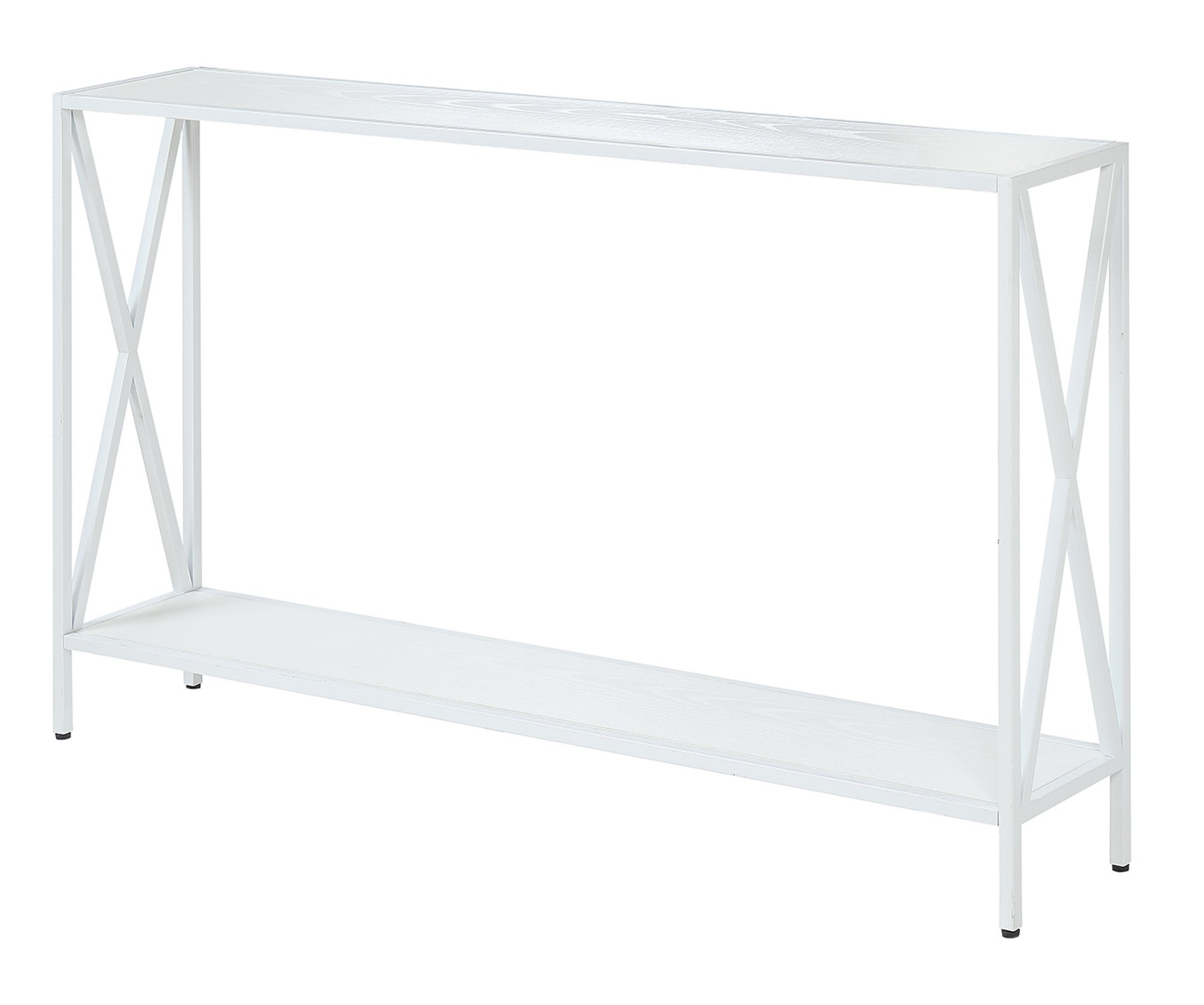Convenience Concepts Tucson Console Table 47.25" - Modern Sofa Table with Storage Shelf, Entryway Hall Table for Living Room, White/White