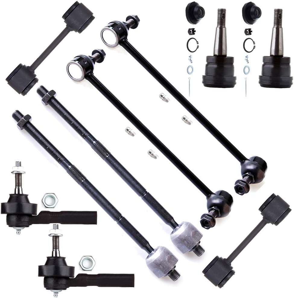 10pc Set Suspension Kit Inner Tie Rod End Outer Tie Rod End Sway Bar End Link Lower Ball Joint Replacement for Chrysler Town & Country Voyager for Dodge Caravan Grand Caravan