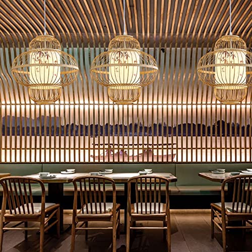 Éclairage suspendu plafond bambou E27 hauteur réglable pour salon moderne