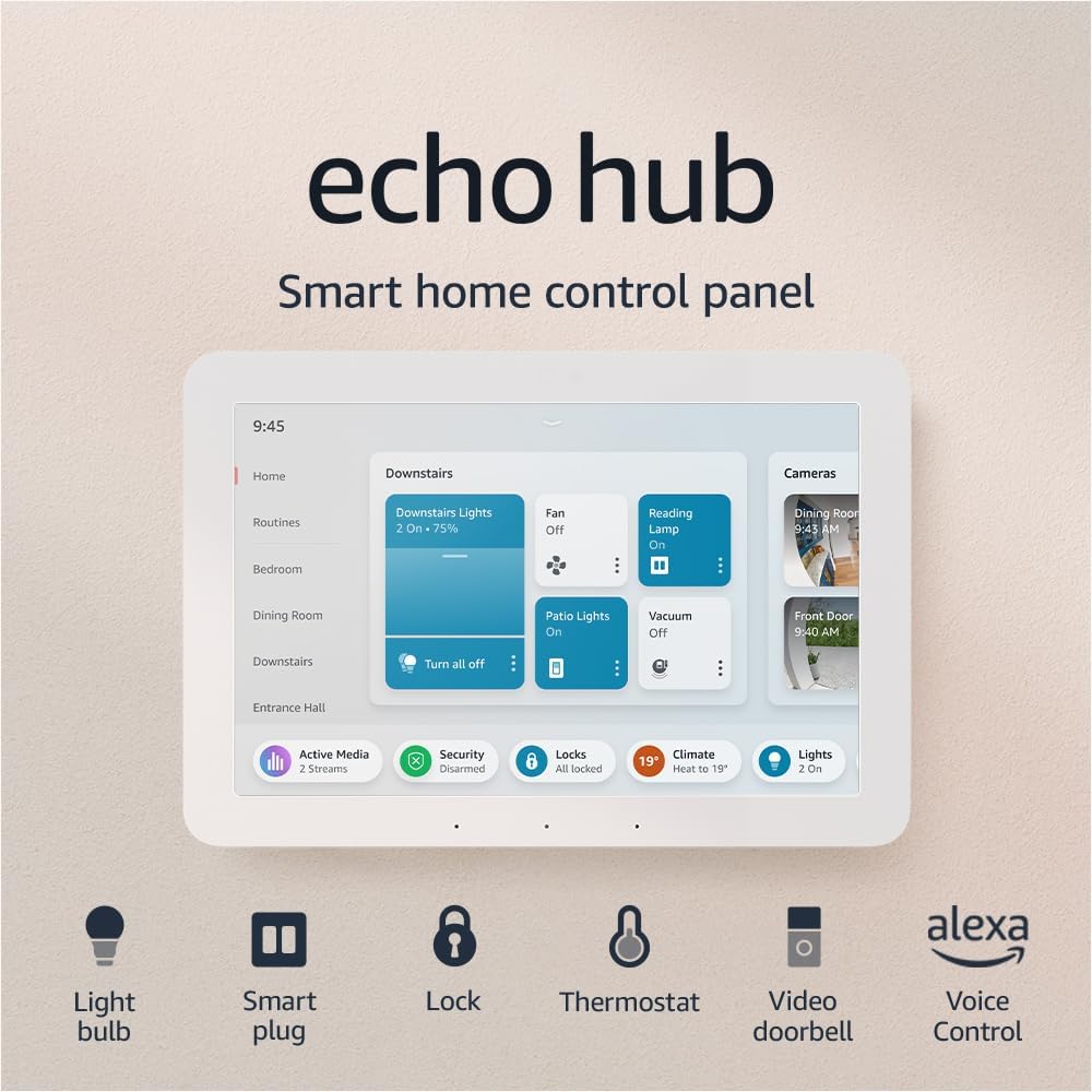 Echo Hub (Newest gen) | 8" smart home control panel | Compatible with thousands of devices, with Alexa+ Early Access