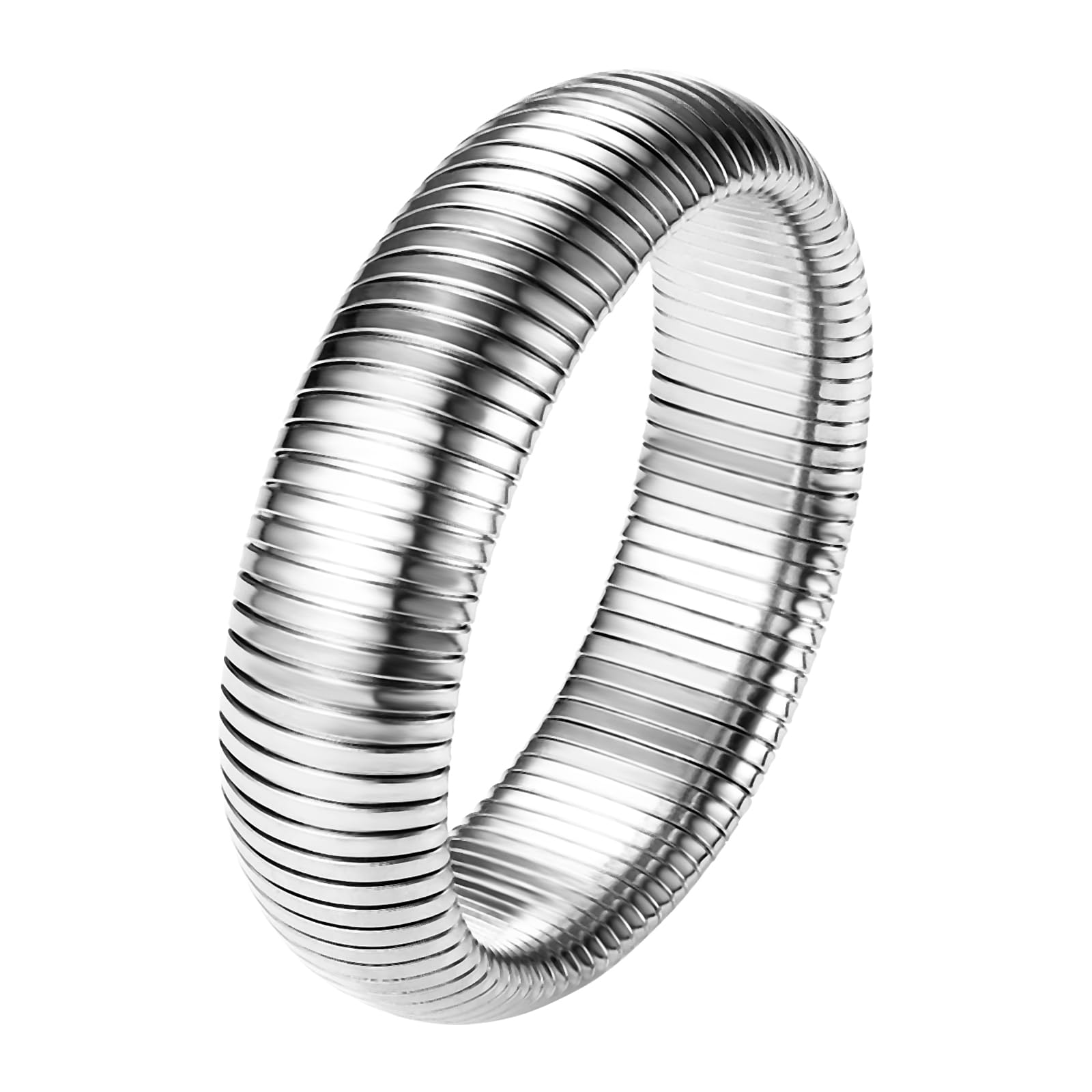 NMQLX Women's Elastic Bangle Bracelets: Stainless Steel Gold Chunky Wristband Bracelets