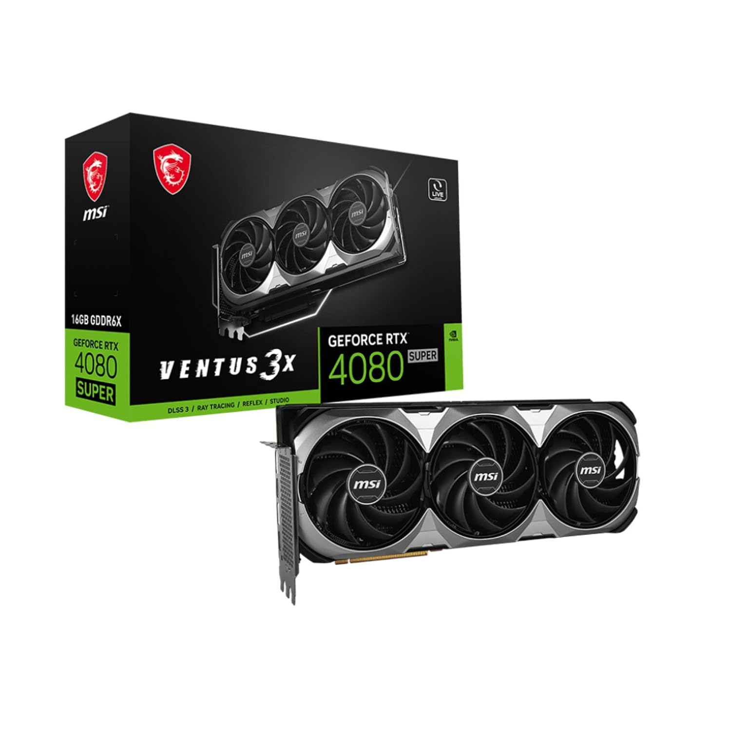 MSI GeForce RTX 4080 Super 16G Ventus 3X OC Graphic Card – NVIDIA GeForce RTX 4080 Super GPU, 16GB GDDR6X 256-bit Memory, 23 Gbps, PCI Express 4 Interface, Upto 2580 MHz, TORX Fan 4.0
