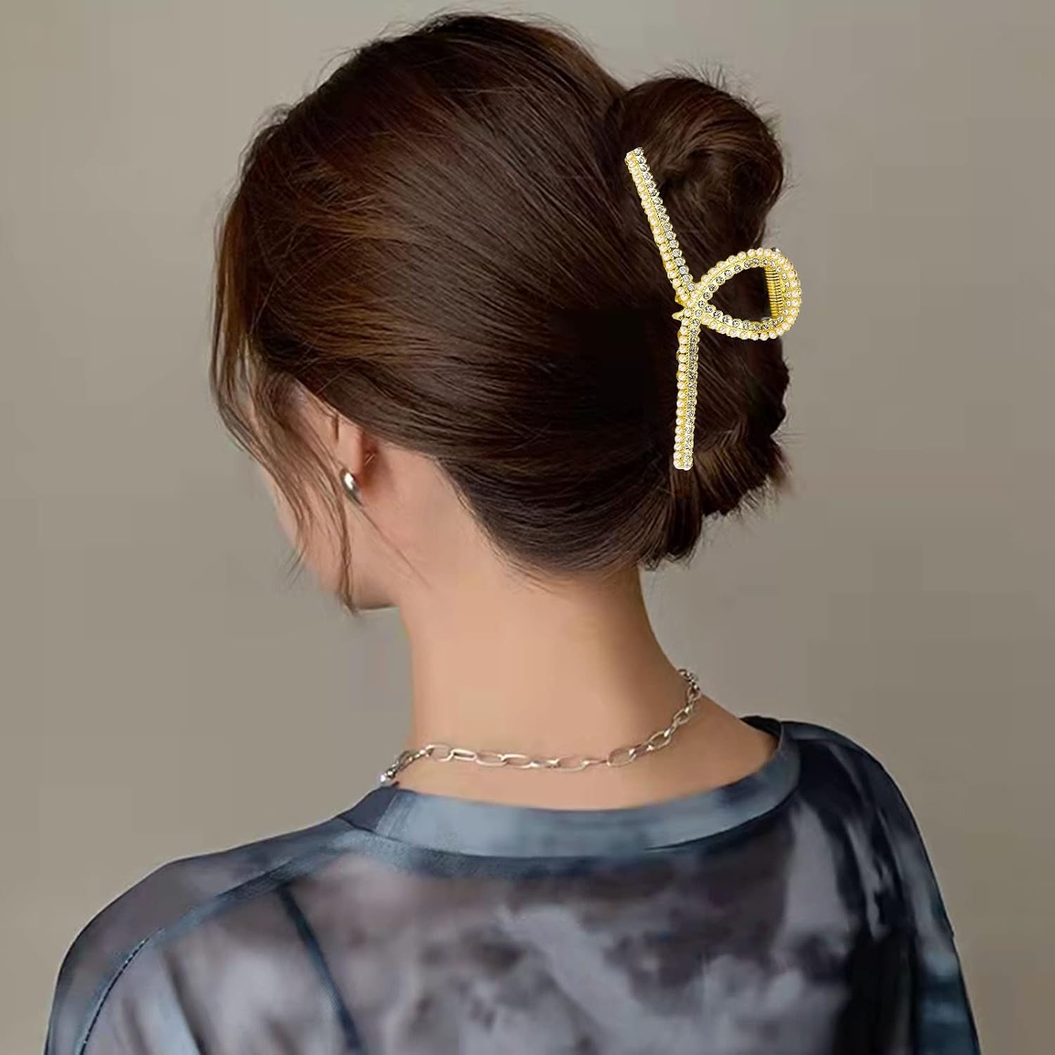 Metal Hair Claw, 3 Pcs Large Claw Clips for Thick Hair Hair Claw Clips with Pearls and Rhinestone - Image 3