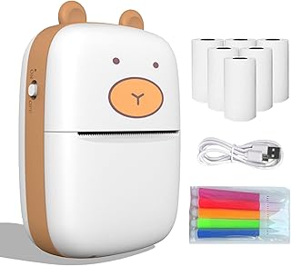 Mini impressora térmica | Impressora sem fio pequena com 6 rolos de papel de pintura térmica e 5 canetas de pintura,Impressora móvel de bolso para impressão de etiquetas, lista de verificação,