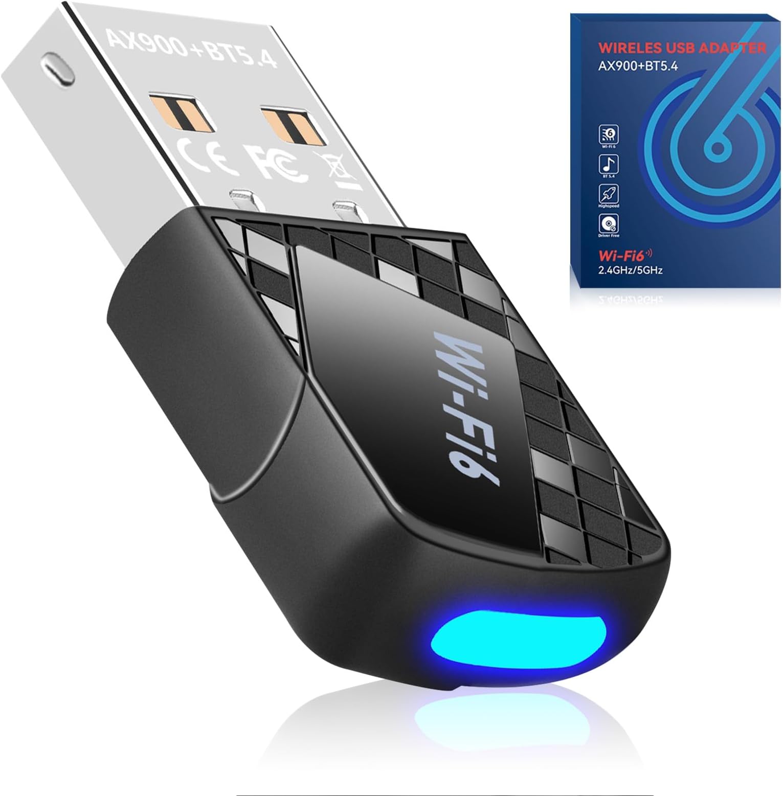 Wi-Fi 6 AX900 USB WiFi Dongle, Bluetooth 5.3 WiFi Adapter Dual Band 5GHz 600Mbps & 2.4G 286Mbps USB2.0 Wireless Internet Dongle Receiver for Windows 11/10/7 WPA3 Highly Secure Mini Size