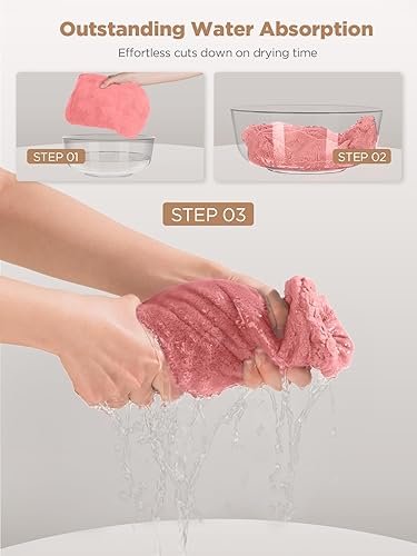 Vista 37 de Hicober Toalla de microfibra para el cabello, turbantes para secar el cabello mojado, toallas antiencrespamiento para cabello rizado para mujeres