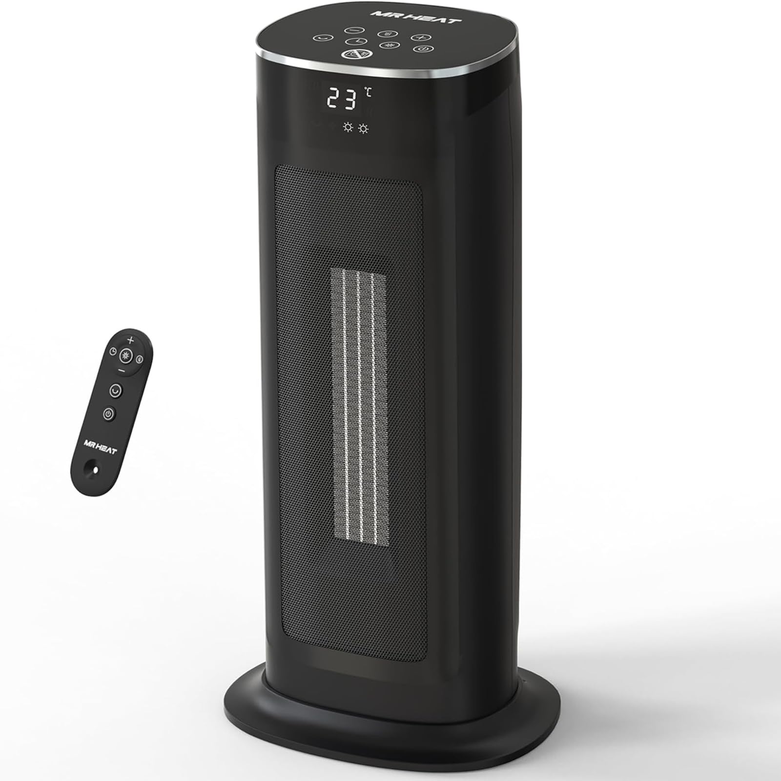 17 Inch Electric Heater 2000W Energy Efficient Space Heater with Thermostat Remote Control 75° Oscillating Portable Heater 3-Mode Tip-over & Overheat Protection Ceramic Fan Heater for Home Black