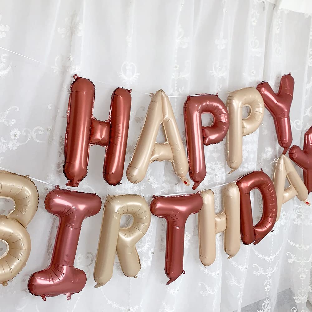 Happy Birthday Banner Brown Nude Men Women Boy Girl Tan Blush Neutral Cowboy Western Party Teddy Bear Birthday Decorations Vaquero Wild Farm 1st 2nd 13th Sweet 16 21st 18th 30th 40th 50th 60th 70th