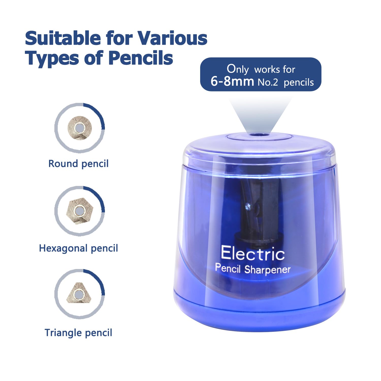 Electric Pencil Sharpener Battery Not lncluded or USB Powered Small Portable for NO2 Pencils Automatic for Home and — view 3