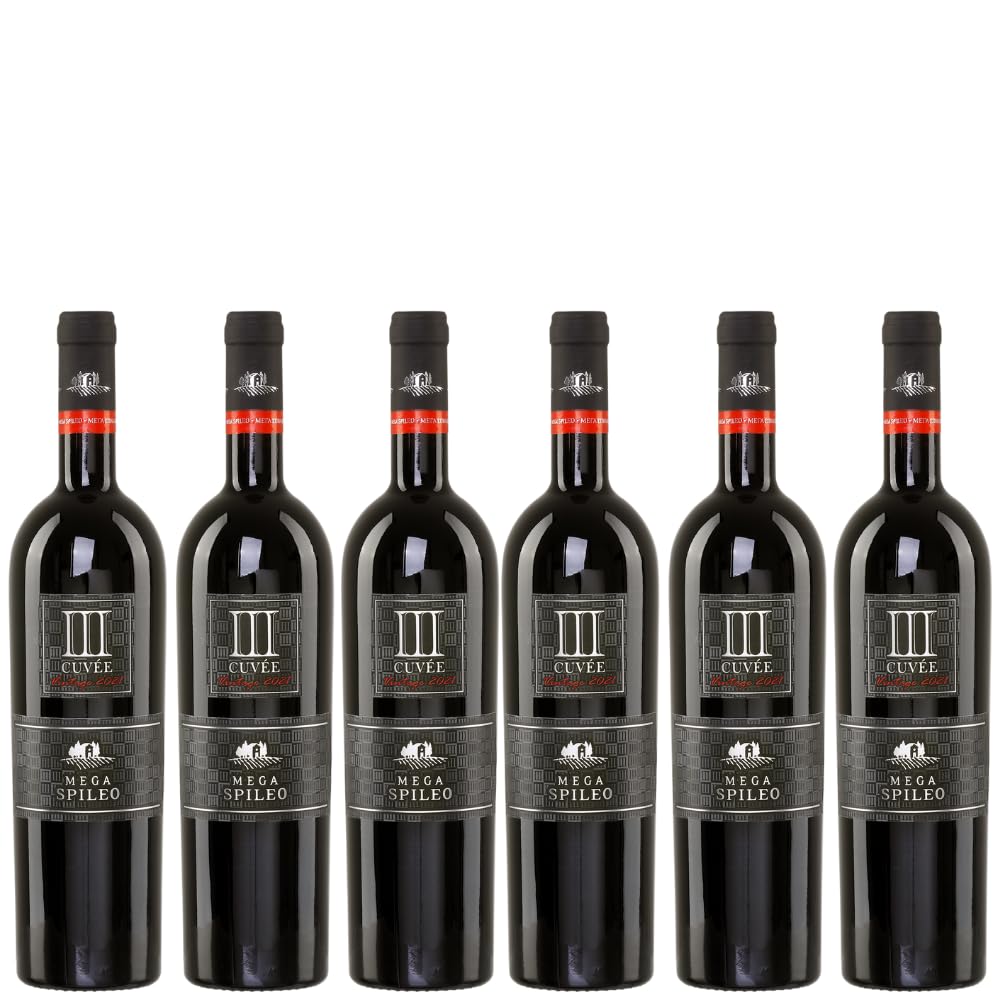 Domain Mega Spileo Cuvée III 6x 0,75l rot trocken Cavino | Griechischer Rotwein | + 20ml Jassas Olivenöl
