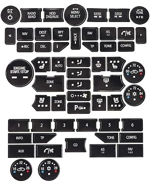 Car Dashboard Radio Button Repair Stickers Set Console Button Replacement Decal Set Fit for SAAB 3 Gen 9-5NG 9-4X Fix Worn Button Decal Accessories