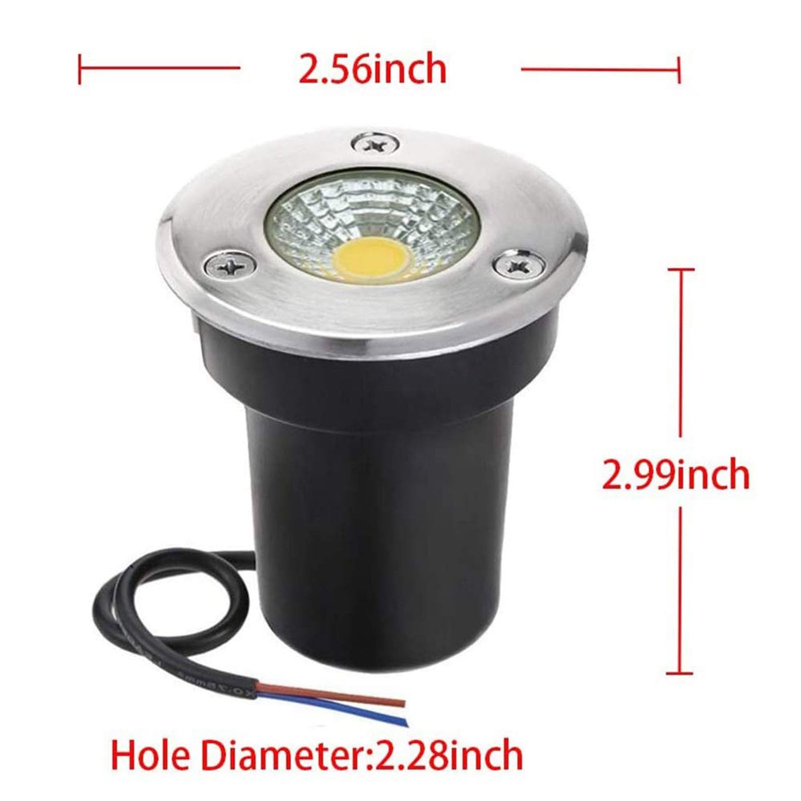 6 Pezzi Faretto Da Incasso A LED Da Pavimento - Faretto Da Incasso Per Esterni Da 3W, Lampada Da Pavimento Per Esterni, Faretto Da Giardino Interrato, Luci Interrate Rotonde Per Esterni DC 12V-24V(Coo