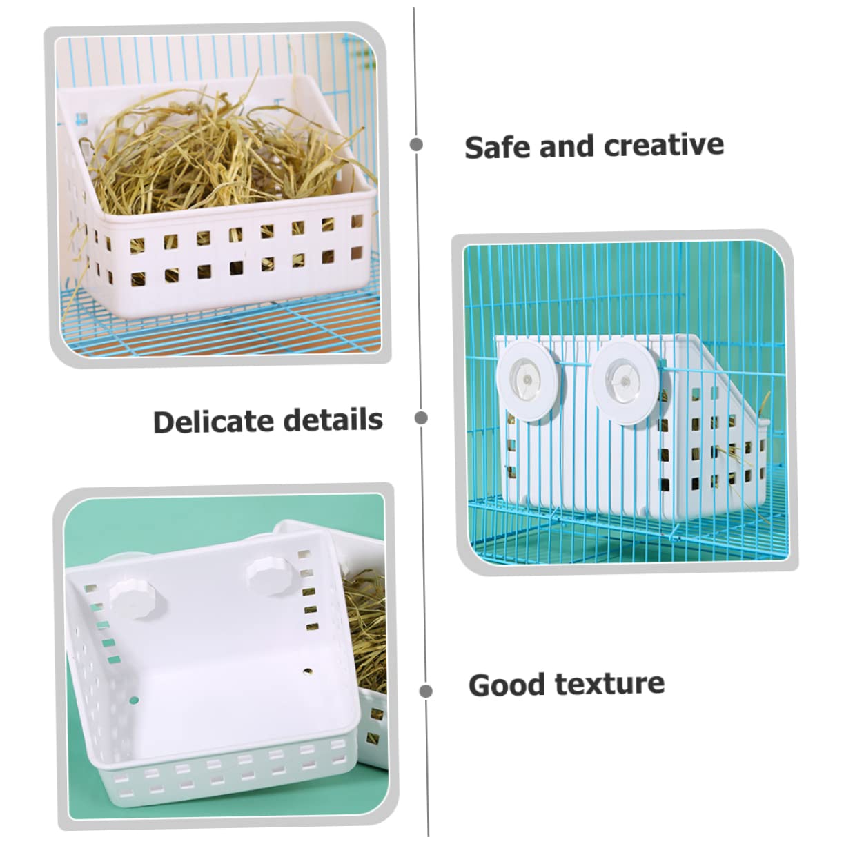 FRCOLOR 2piezas Comedero De Plástico para Conejos y Pequeños Roedores Alimentador Fijo para Heno y Comida para Chinchillas y Cobayas Diseño Organizado y Resistente Desperdicios