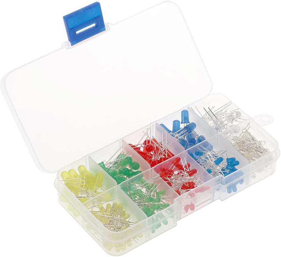 2 Pin Diffused Led Light Emitting Diodes With Electronic Components Set Of 300 Pieces,3Mm/5Mm, Assorted Colour, Cardio