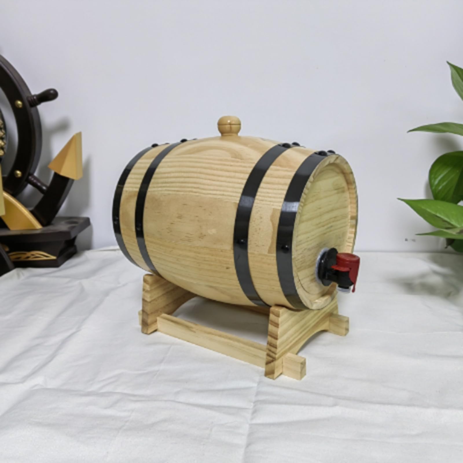 Perfk Botte di Vino e Whisky in Quercia - 1L/1.5L/3L Grande Capacità Con Rubinetto e Supporto - 3L