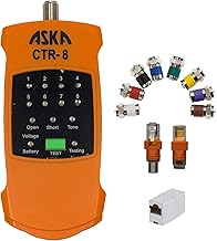 ASKA COM 8-Way Coaxial Cable Mapper Locator Toner Tracer, Circuit Tester, Coax Wire Continuity Tracer, Coax Explorer for Locating RG6 RG59 Coax Cable LAN Cable, Include Battery & 3 RJ-45 Adapters