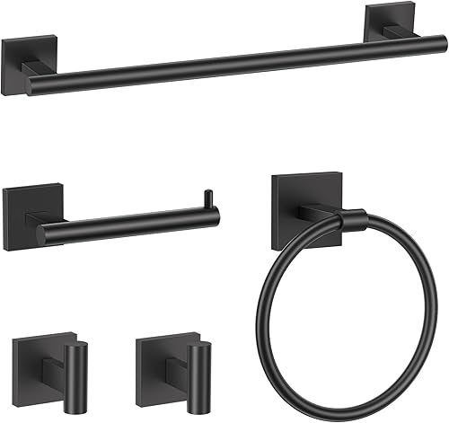 Miniatura 8 de TURS Juego de 5 Piezas de Accesorios de Ferretería de Baño de Níquel Cepillado, Juego de Barras para Toallas de Baño de Acero Inoxidable SUS304, Kit