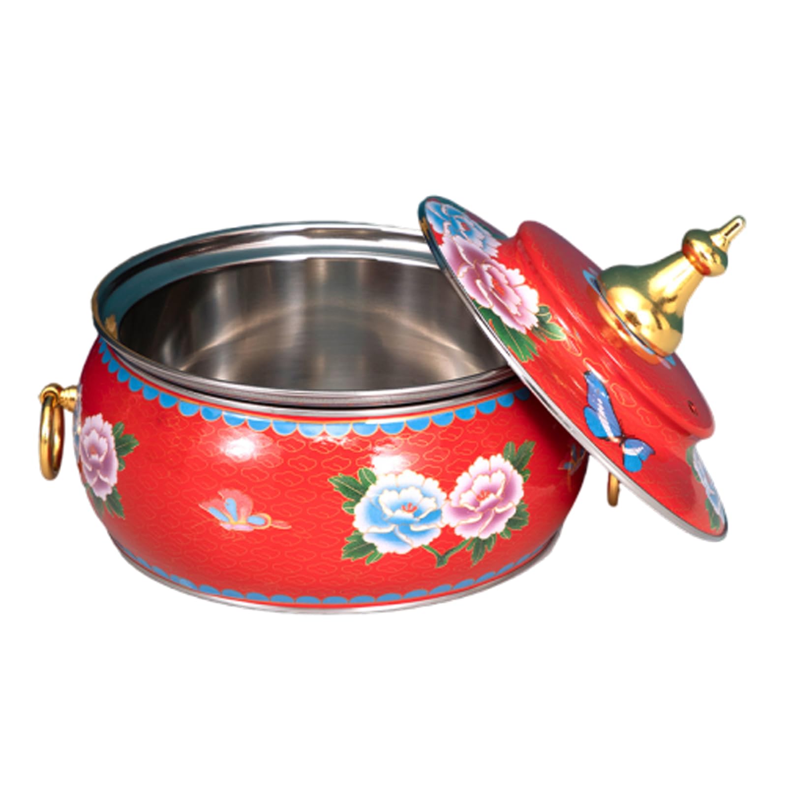 HTTGDGDH Hot Pot Beijing Chinese Copper Chafing Dishes Single Person Small Copper Potshabu Shabu Pot Cloisonne Hot Pot For Electric Induction,E,Z