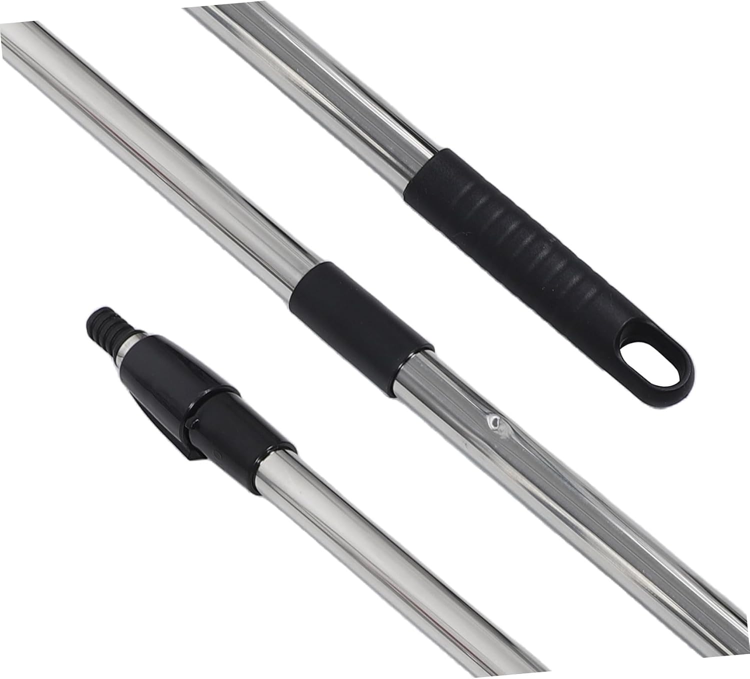 2 Sets Heavy Duty Stainless Steel Mop Handle Replacement with Threaded Extension and Detachable Multi-Section Build, Compatible Mop Accessories for Floor Cleaning and Commercial
