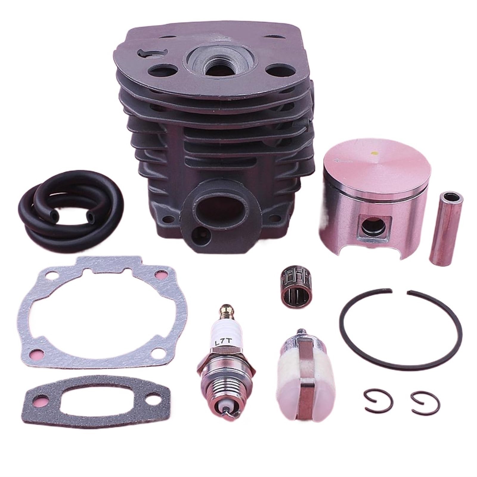 Kit de filtro de línea de combustible con pasador de pistón de cilindro de 46mm, for motosierra Husqvarna 50 51 55 Rancher 503609172 W, junta de silenciador, bujía Pistón de cilindro de jardín